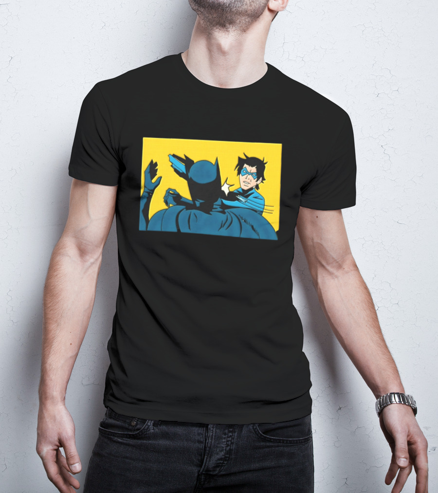Nightwing Slapping Batman Meme Comic Panel Yellow T-Shirt