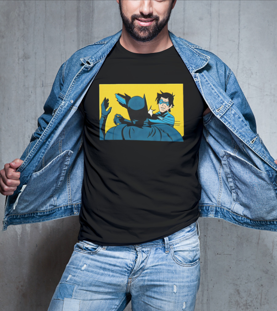 Nightwing Slapping Batman Meme Comic Panel Yellow T-Shirt