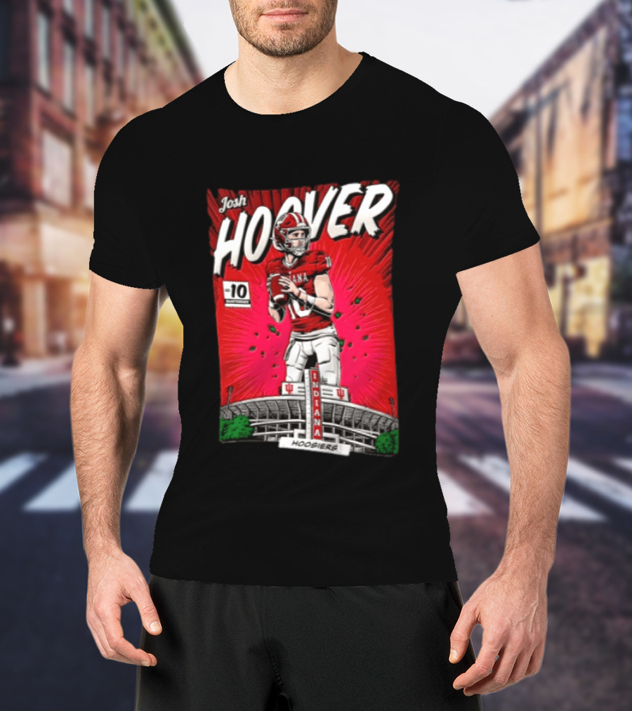 Josh Hoover Indiana Hoosiers #10 Comic Style Football Player Stadium T-Shirt