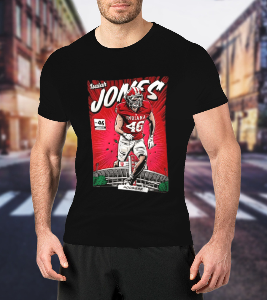 Indiana Hoosiers #46 Isaiah Jones Comic Stadium Edition T-Shirt