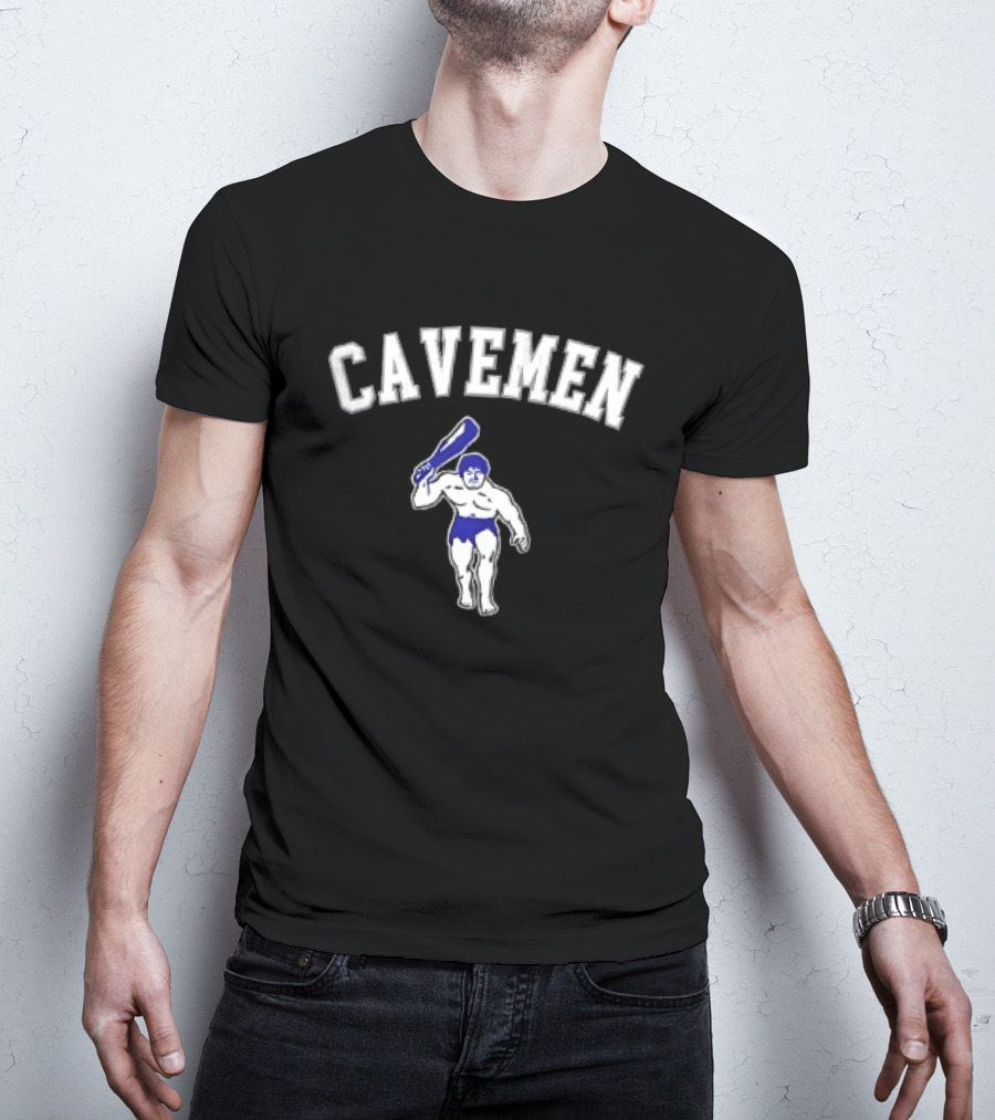 Cavemen Muscular Prehistoric Man Holding Wooden Club T-Shirt