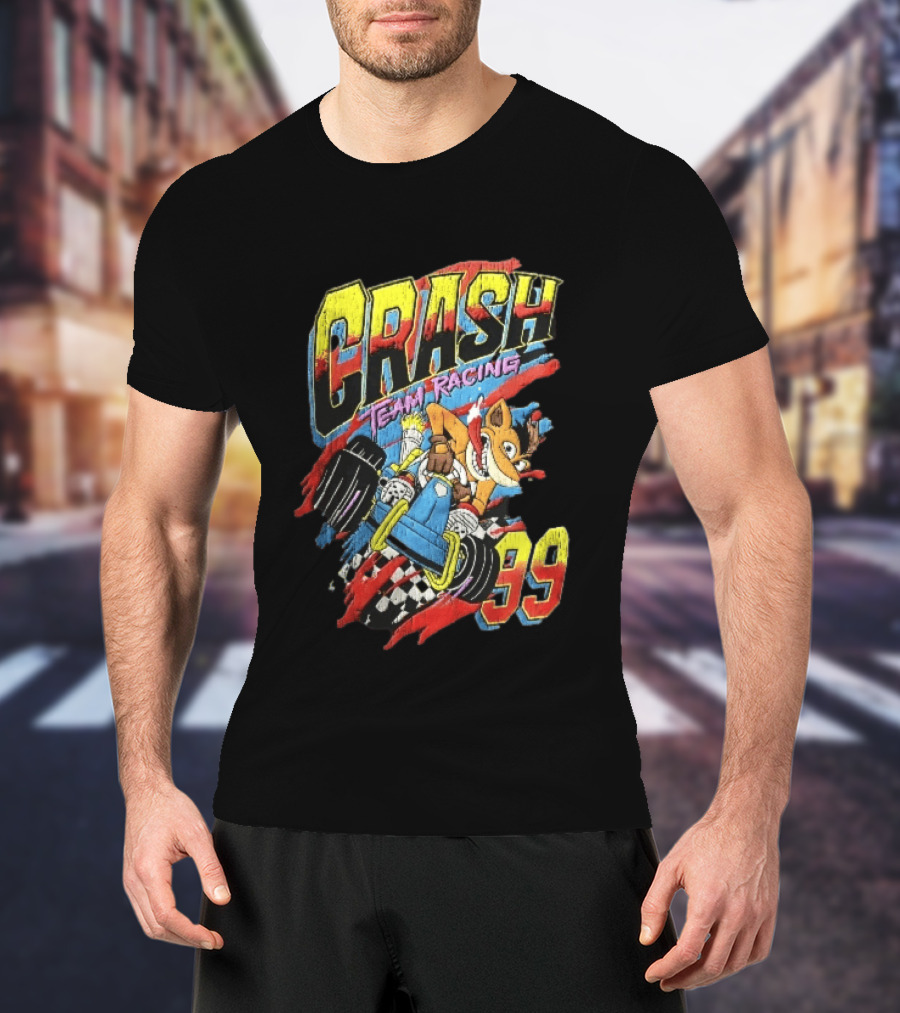Crash Team Racing 99 Cartoon Bandicoot Go Kart Distressed T-Shirt