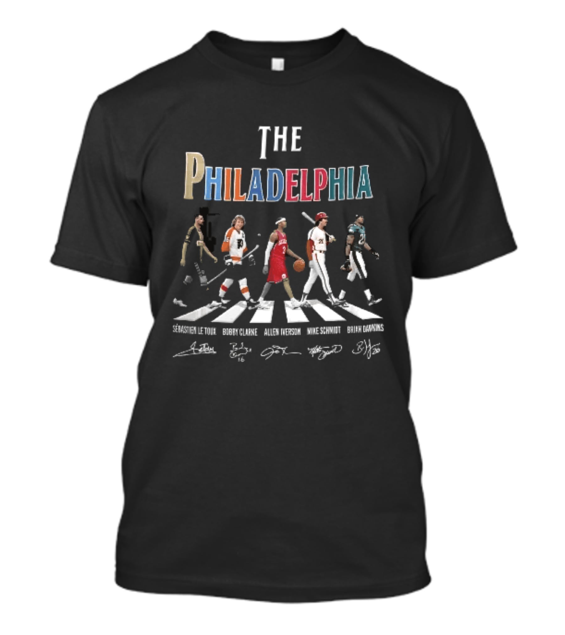 The Philadelphia Athletes Le Toux Clarke Allen Schmidt McNabb Crosswalk Signatures T-Shirt
