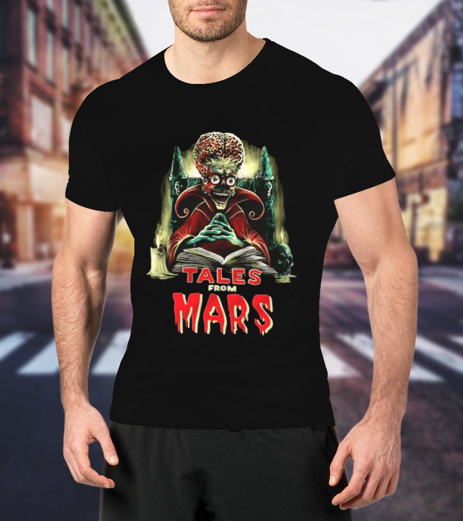 Mars Attacks Tales From Mars Alien Reading Book T-Shirt