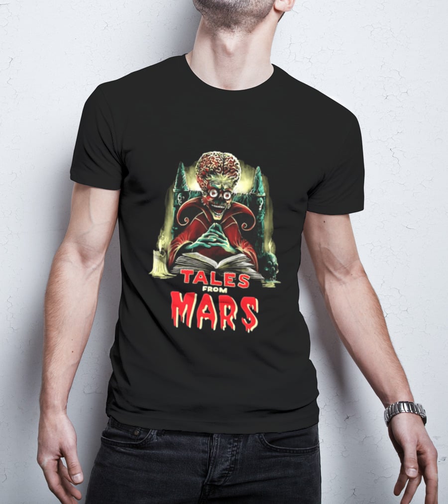 Mars Attacks Tales From Mars Alien Reading Book T-Shirt