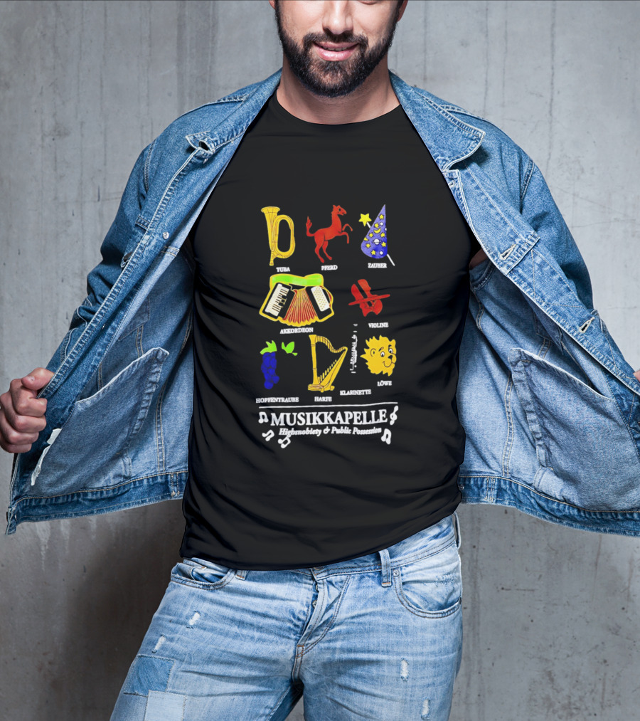 Musikkapelle Highsnobiety And Public Possession Tuba Speed Zauber Akkordeon Wolke Hopfentruabe Harfe Klarinet Löwe T-Shirt