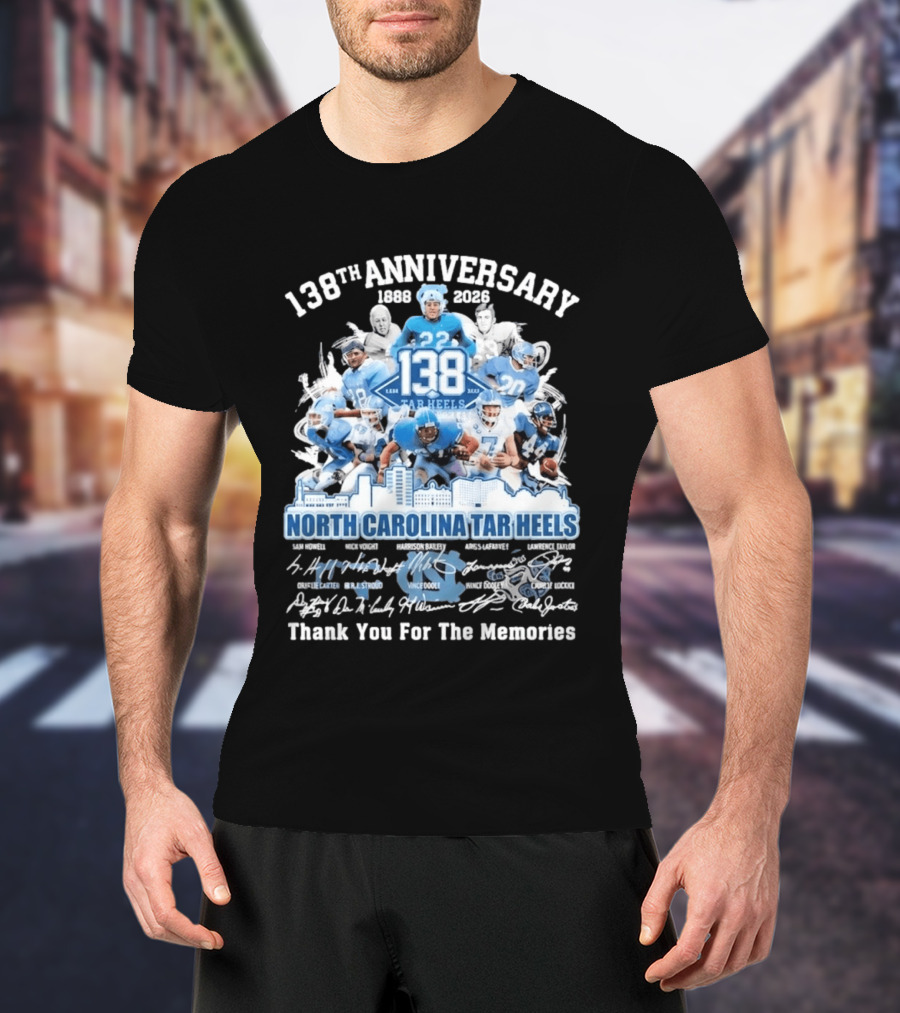 138th Anniversary 1888 2026 North Carolina Tar Heels Thank You For The Memories T-Shirt