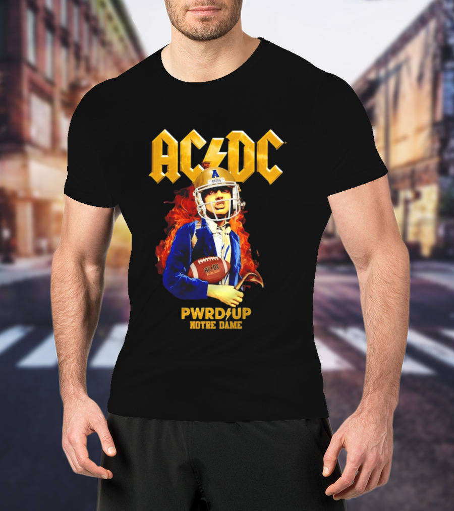 ACDC PWR UP Notre Dame Irish Football T-Shirt
