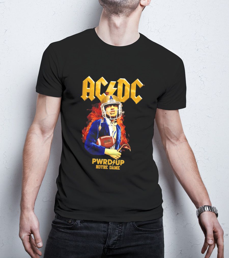 ACDC PWR UP Notre Dame Irish Football T-Shirt