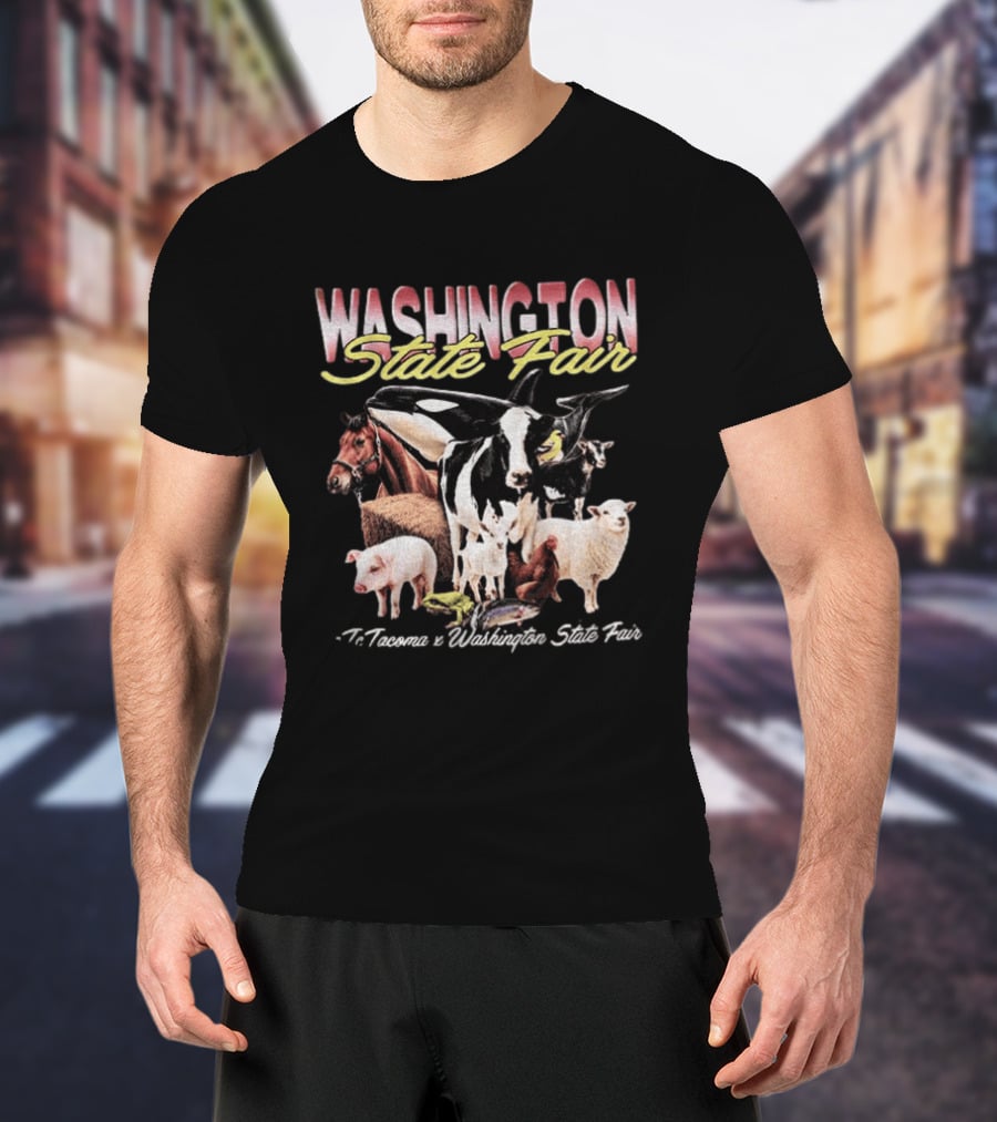Washington State Fair Puyallup Tacoma Orca Cow Horse Sheep Pig Chicken Goat Frog Fish T-Shirt