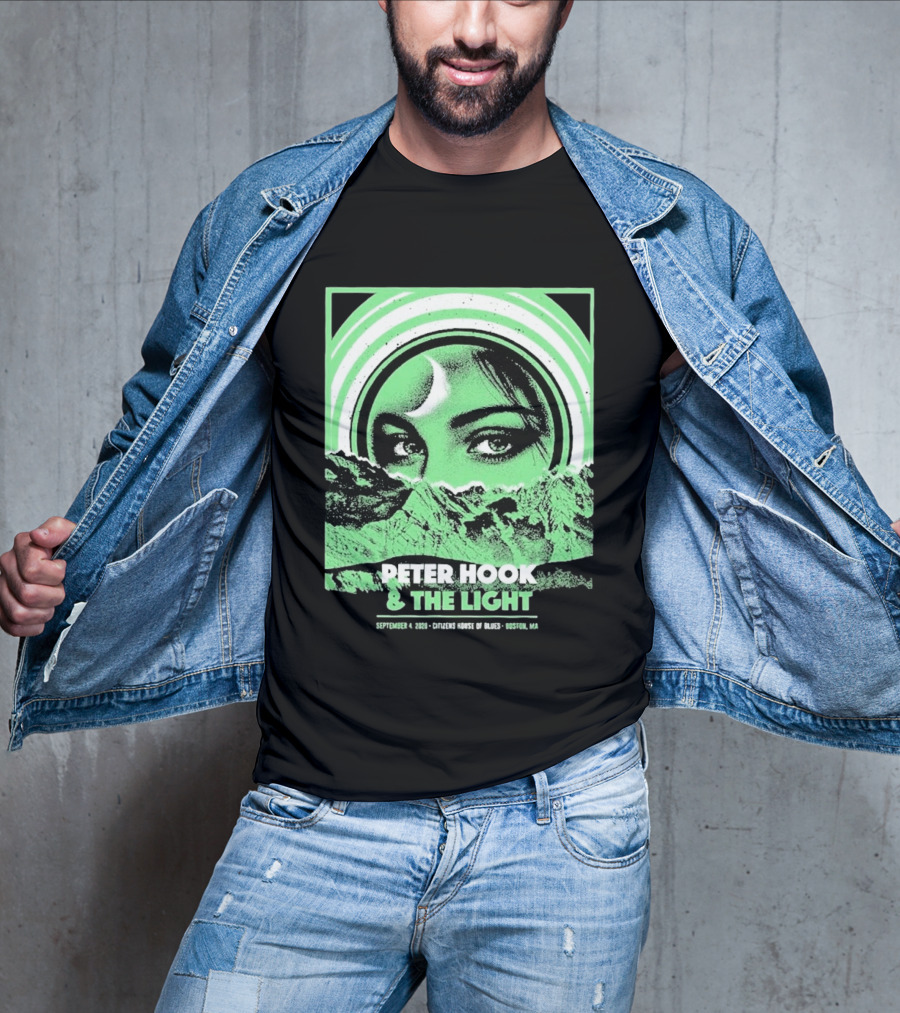 Peter Hook And The Light Boston MA Citizens House Of Blues September 4 2026 Event Crescent Moon Woman's Eyes Green Mountains T-Shirt