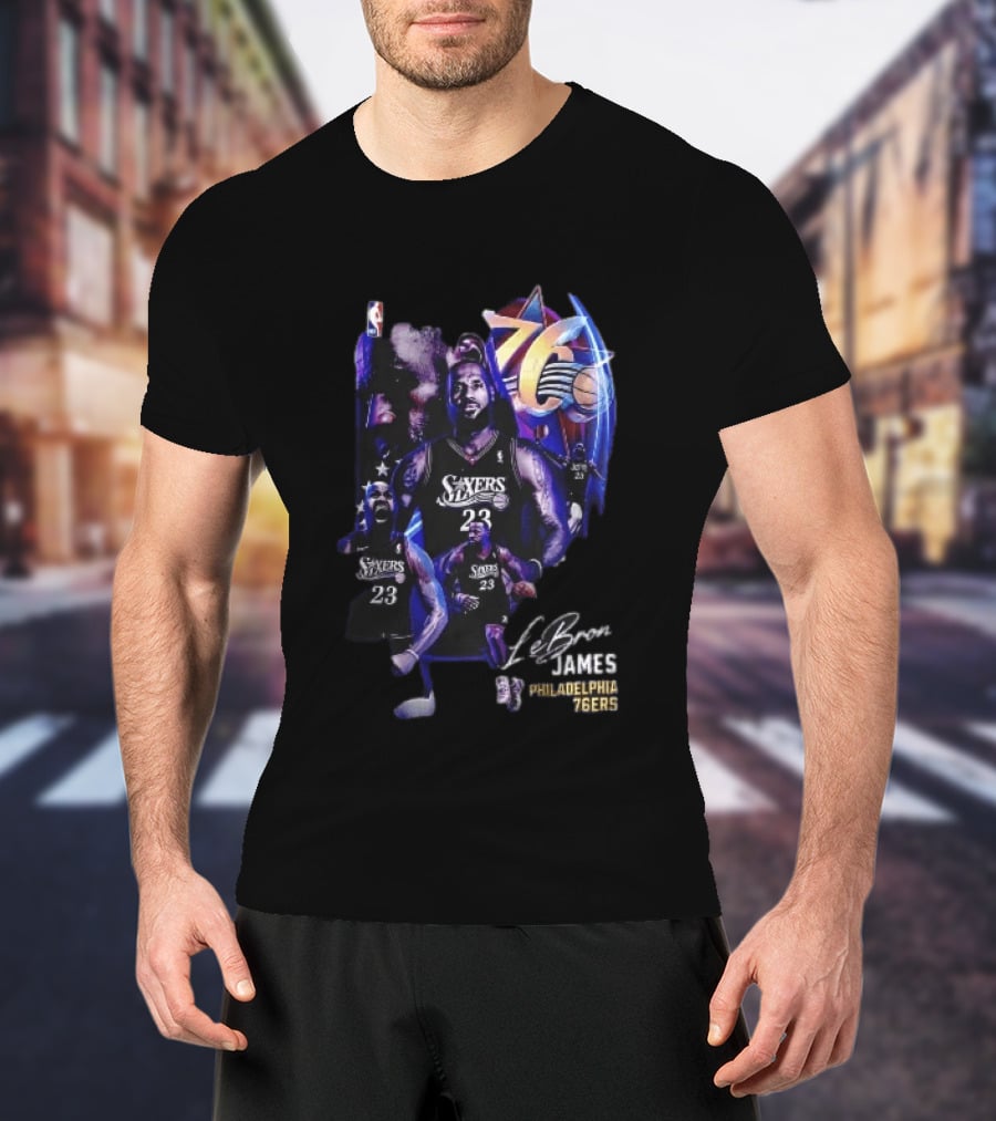 Philadelphia 76ers Lebron James Player Collage NBA Bootleg T-Shirt