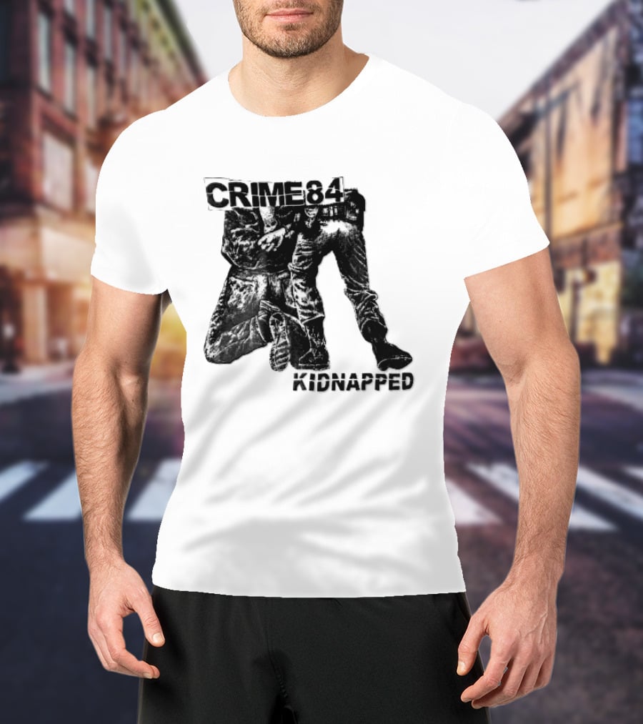 Crime 84 Kidnapped Kneeling Handcuffed Person Police Officer Sketch T-Shirt