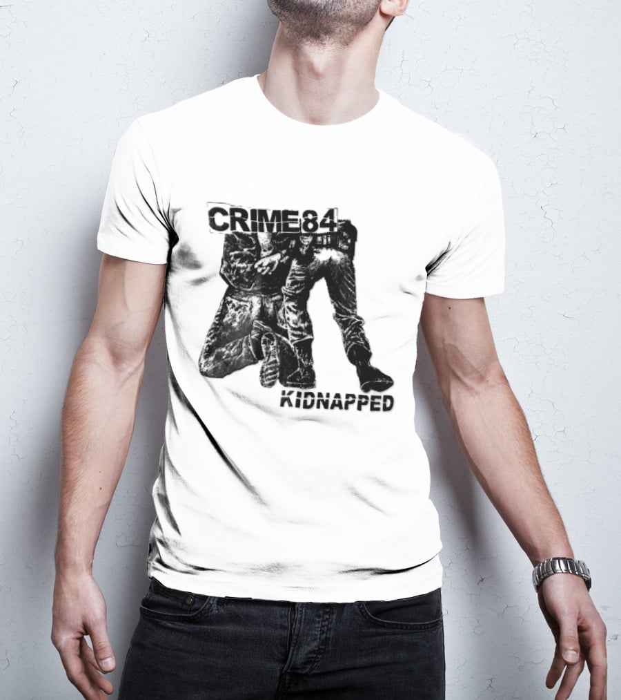 Crime 84 Kidnapped Kneeling Handcuffed Person Police Officer Sketch T-Shirt