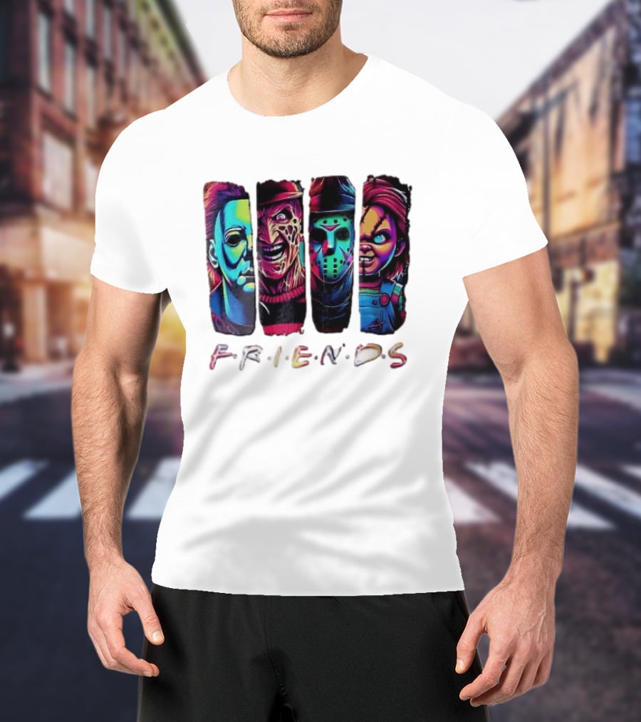 Friends Horror Michael Freddy Jason Chucky Multicolored T-Shirt