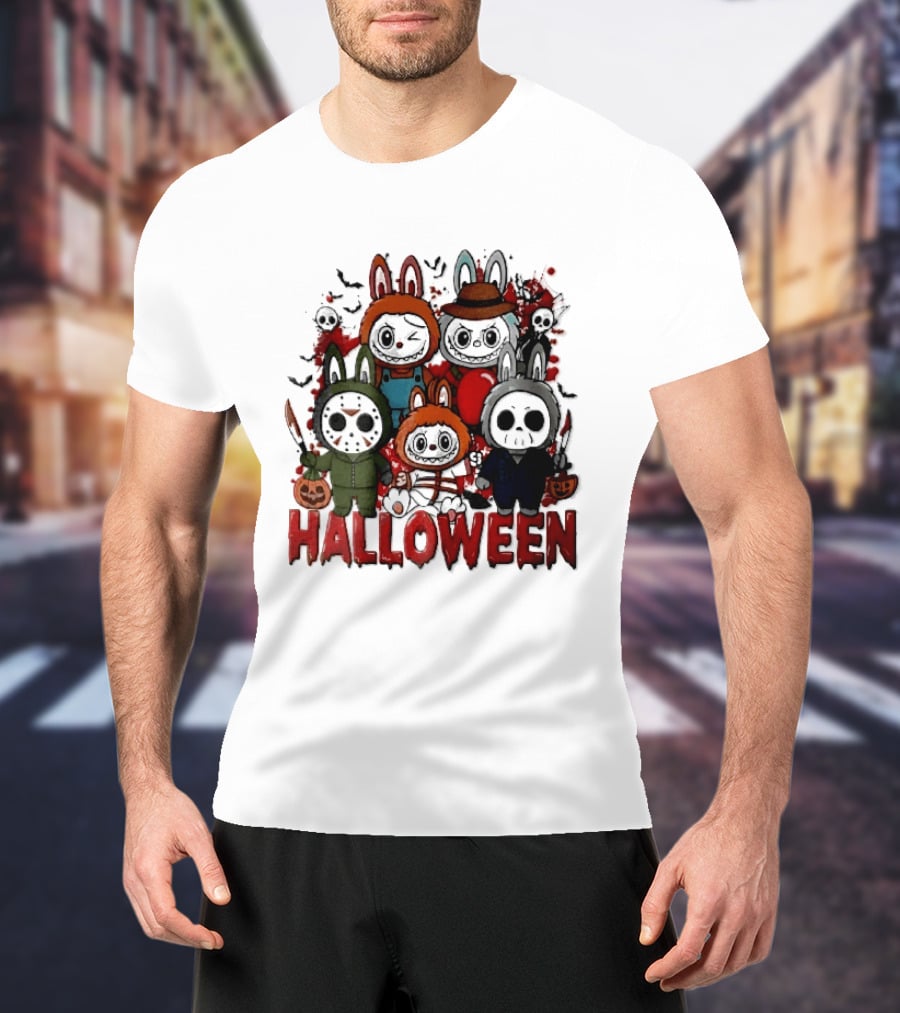 Halloween Cartoon Bunny Horror Characters Costumes Scary Masks T-Shirt