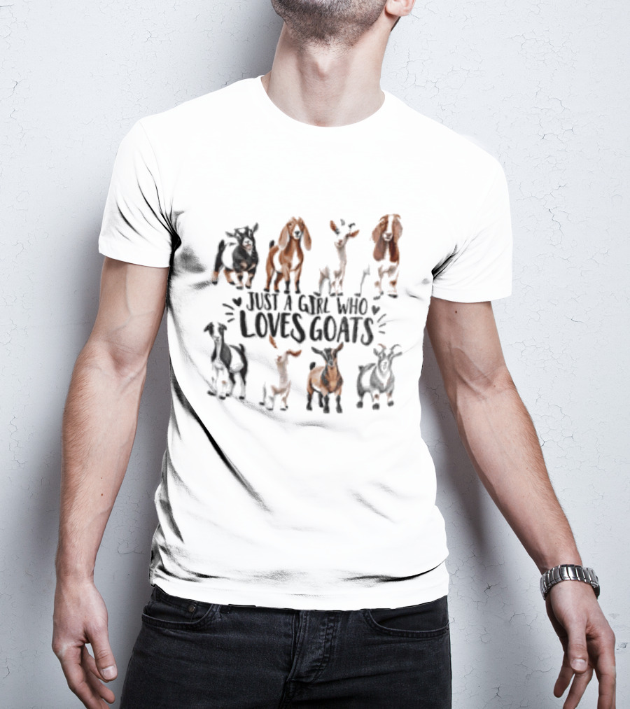Just A Girl Who Loves Goats With Cute Goat Illustrations T-Shirt