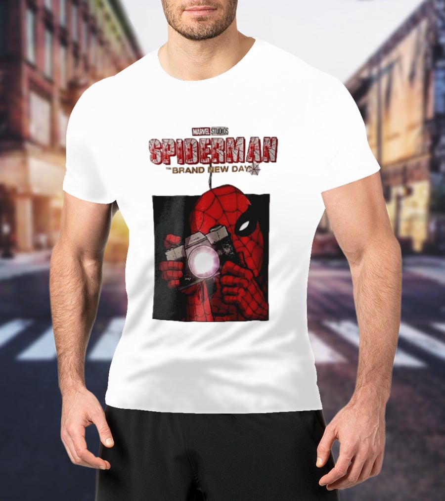 Marvel Studios Spiderman The Brand New Day Masked Hero Camera Flash T-Shirt