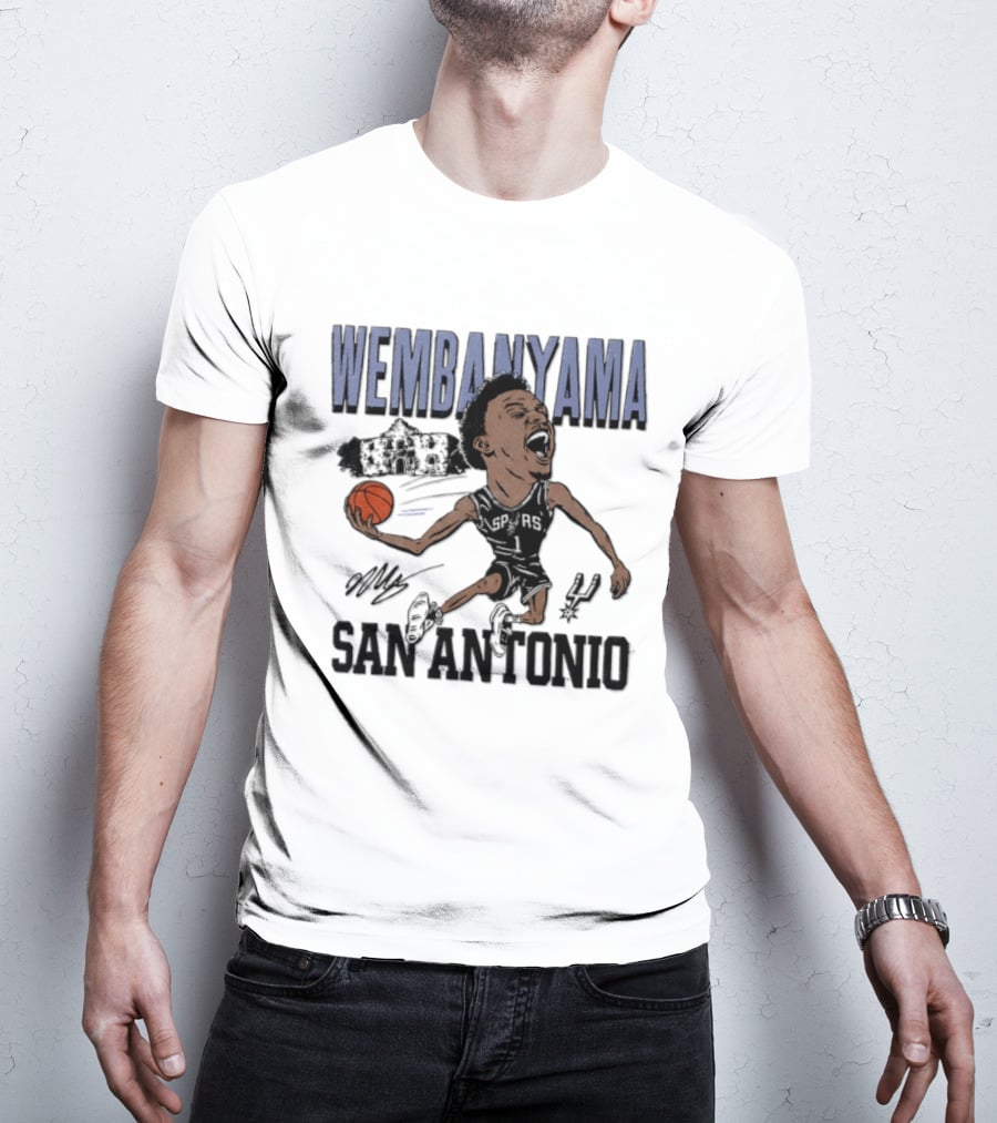 Wembanyama San Antonio Spurs Basketball NBA Caricature T-Shirt