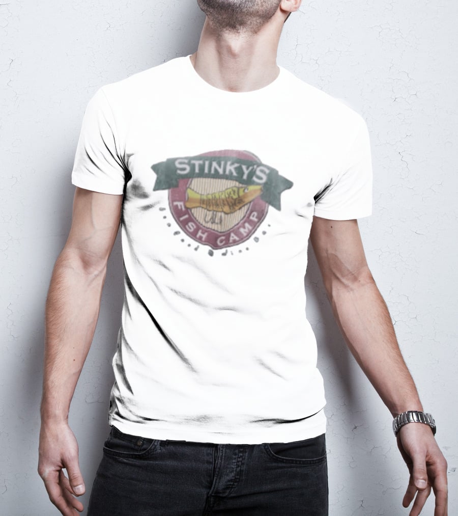 Stinky's Fish Camp Seafood And Wine Bar Logo With Fish T-Shirt