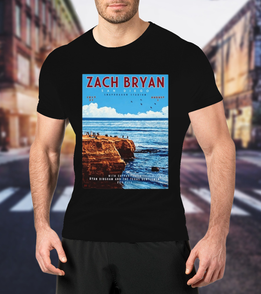 Zach Bryan San Diego Snapdragon Stadium July 31 August 1 With Support From Ryan Bingham The Texas Gentlemen Feu Fei T-Shirt