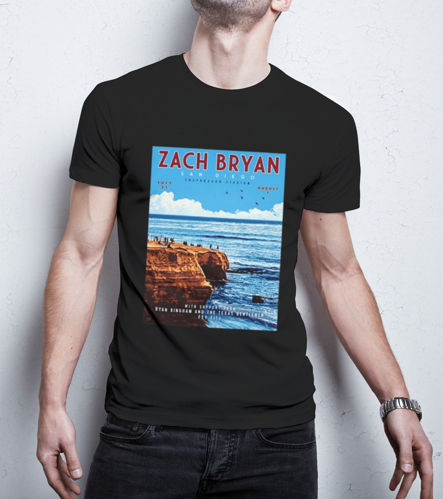 Zach Bryan San Diego Snapdragon Stadium July 31 August 1 With Support From Ryan Bingham The Texas Gentlemen Feu Fei T-Shirt