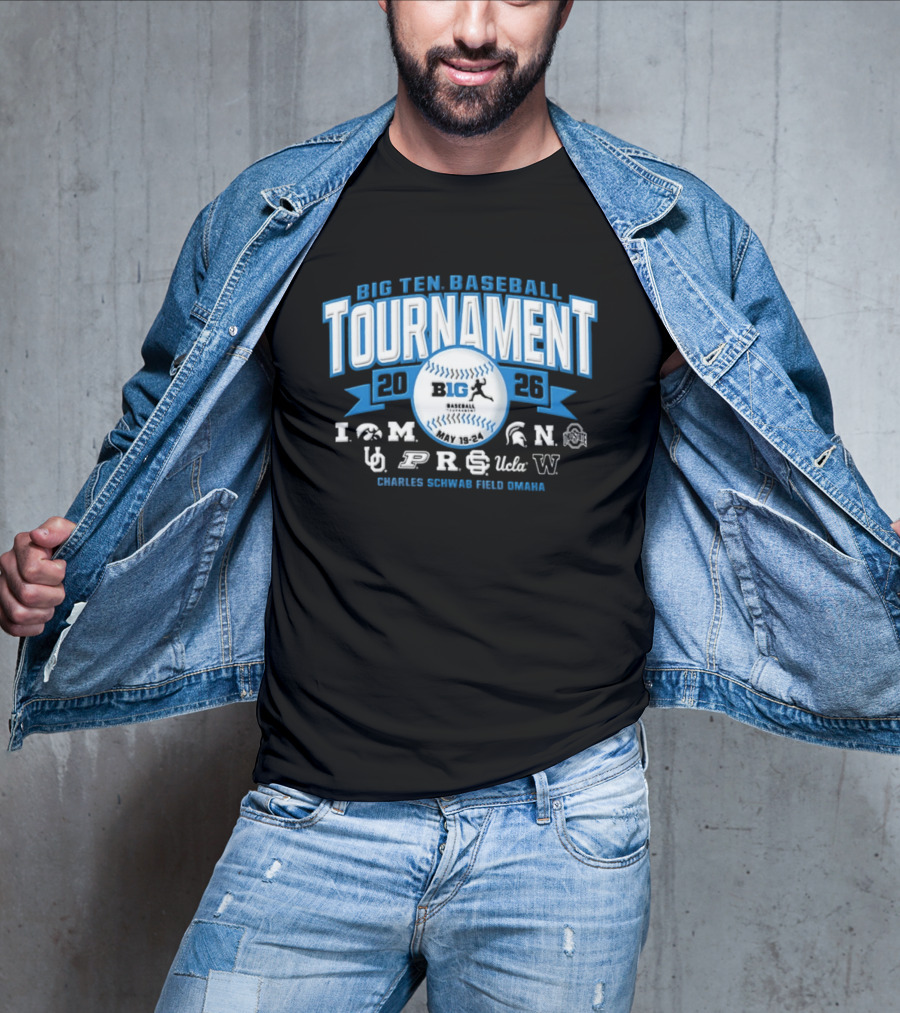 Big Ten Baseball Tournament 2026 Charles Schwab Field Omaha Iowa Michigan Purdue UCLA Ohio State T-Shirt