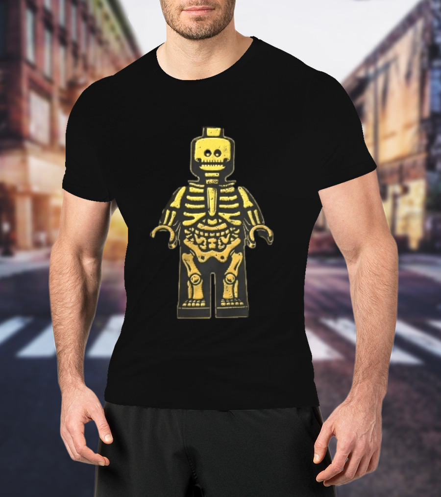 Lego Yellow Minifigure Skeleton X Ray Distressed Bones Line T-Shirt