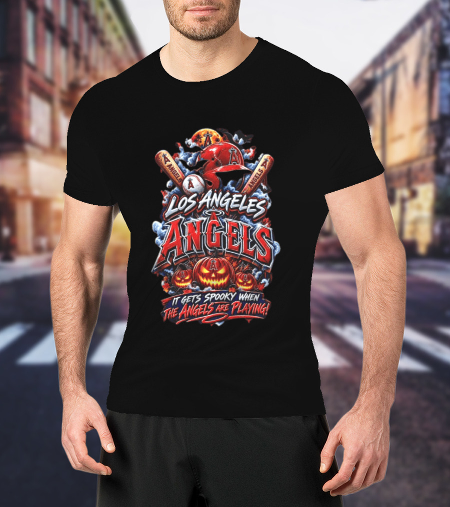 Los Angeles Angels Halloween Spooky Baseball T-Shirt