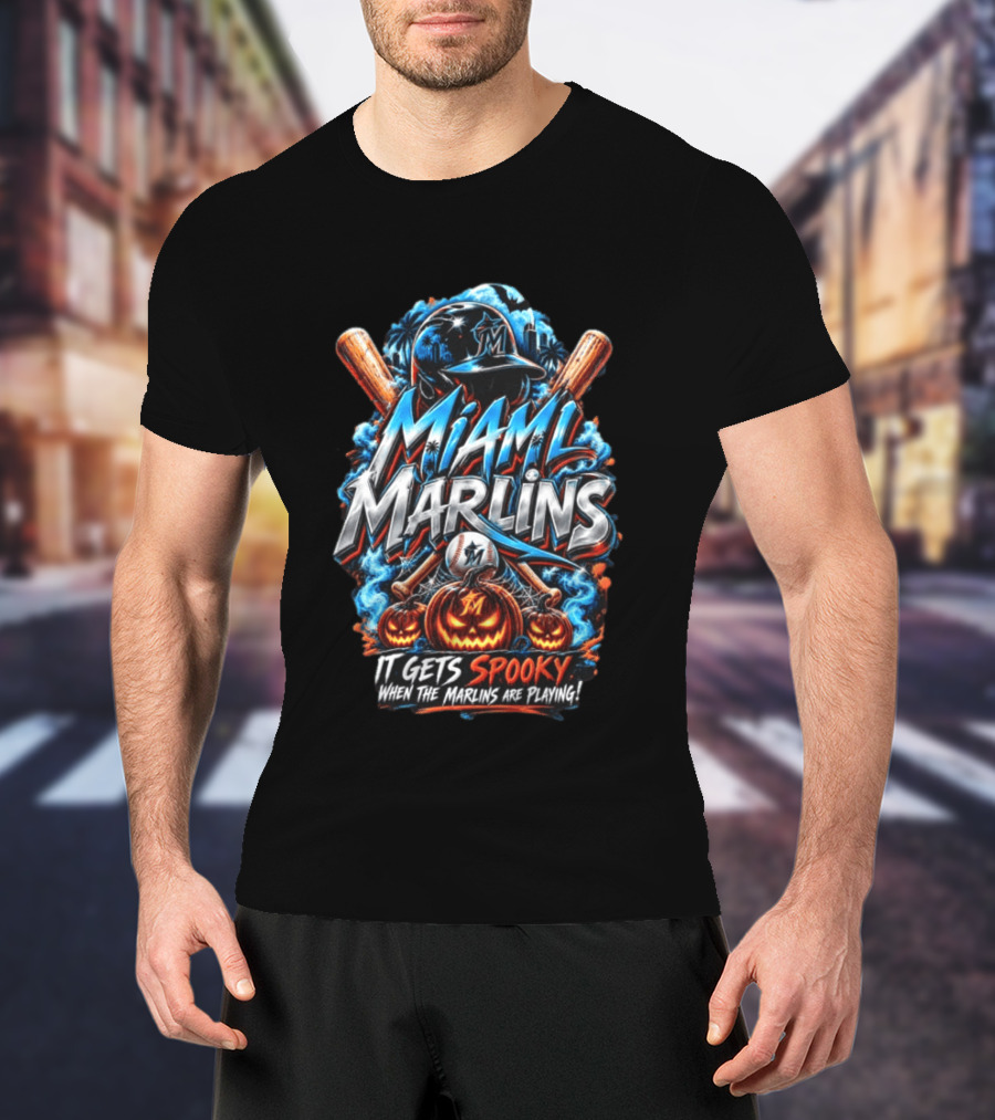 Miami Marlins MLB Spooky Halloween Baseball T-Shirt