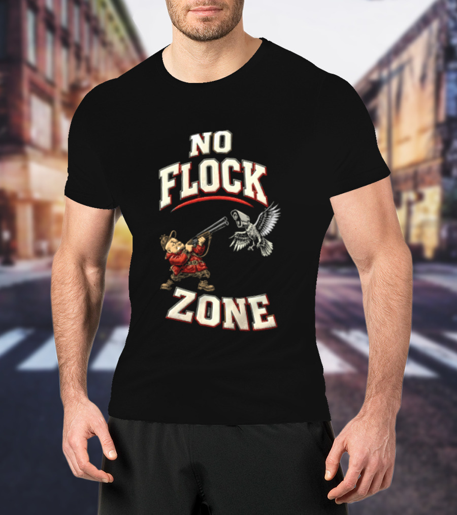No Flock Zone Hunter With Surveillance Bird Vintage Look T-Shirt