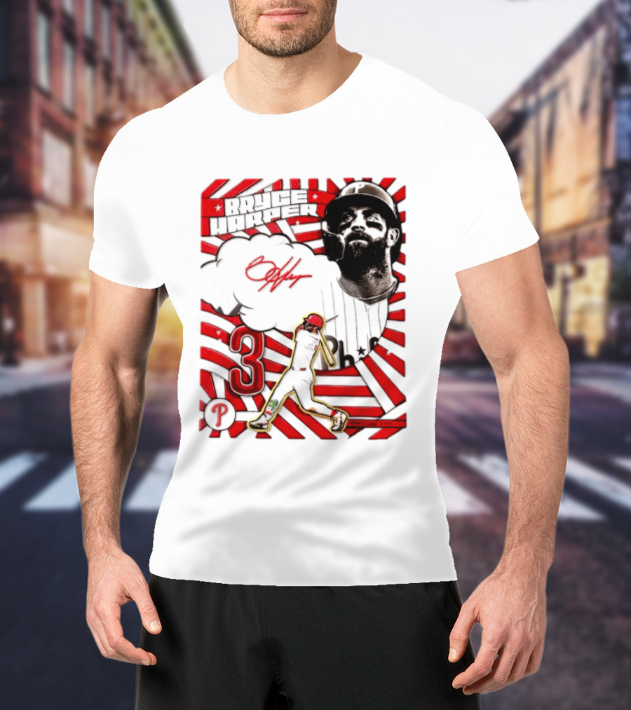 Bryce Harper Philadelphia Phillies 2026 MLB Signature Number 3 T-Shirt