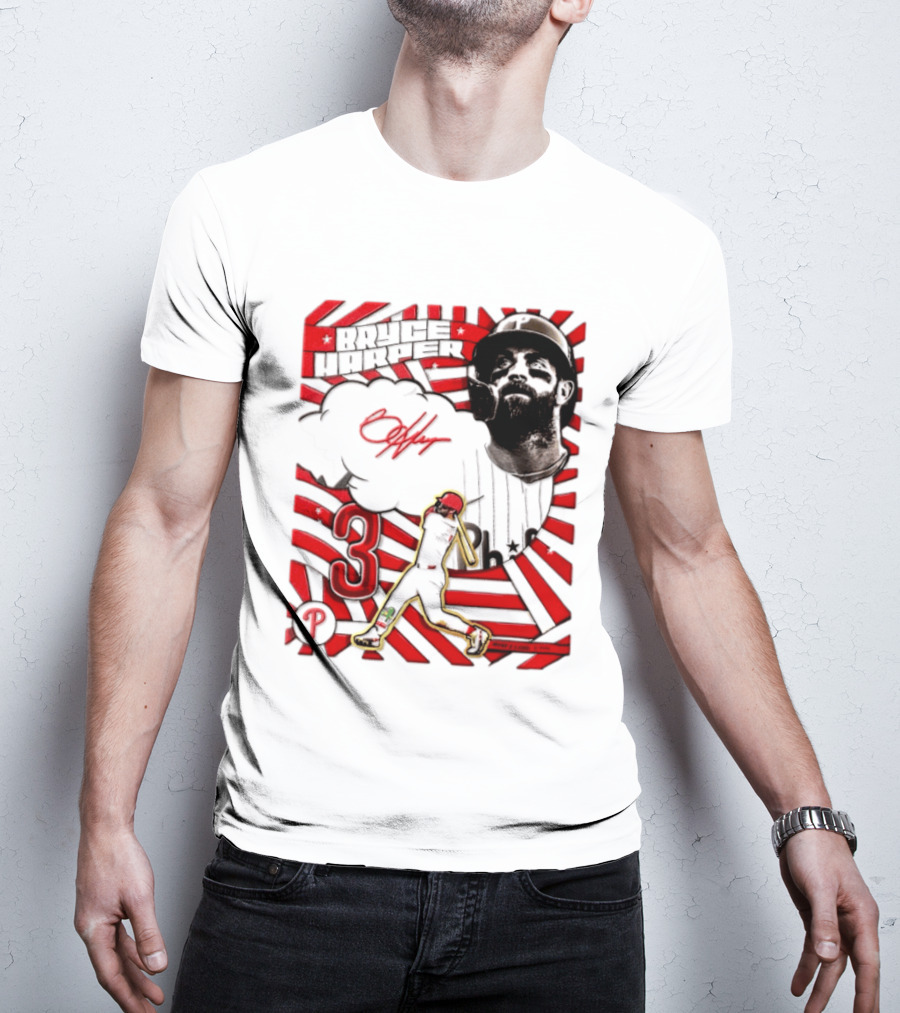 Bryce Harper Philadelphia Phillies 2026 MLB Signature Number 3 T-Shirt