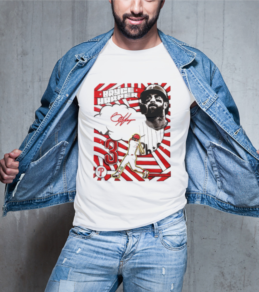 Bryce Harper Philadelphia Phillies 2026 MLB Signature Number 3 T-Shirt