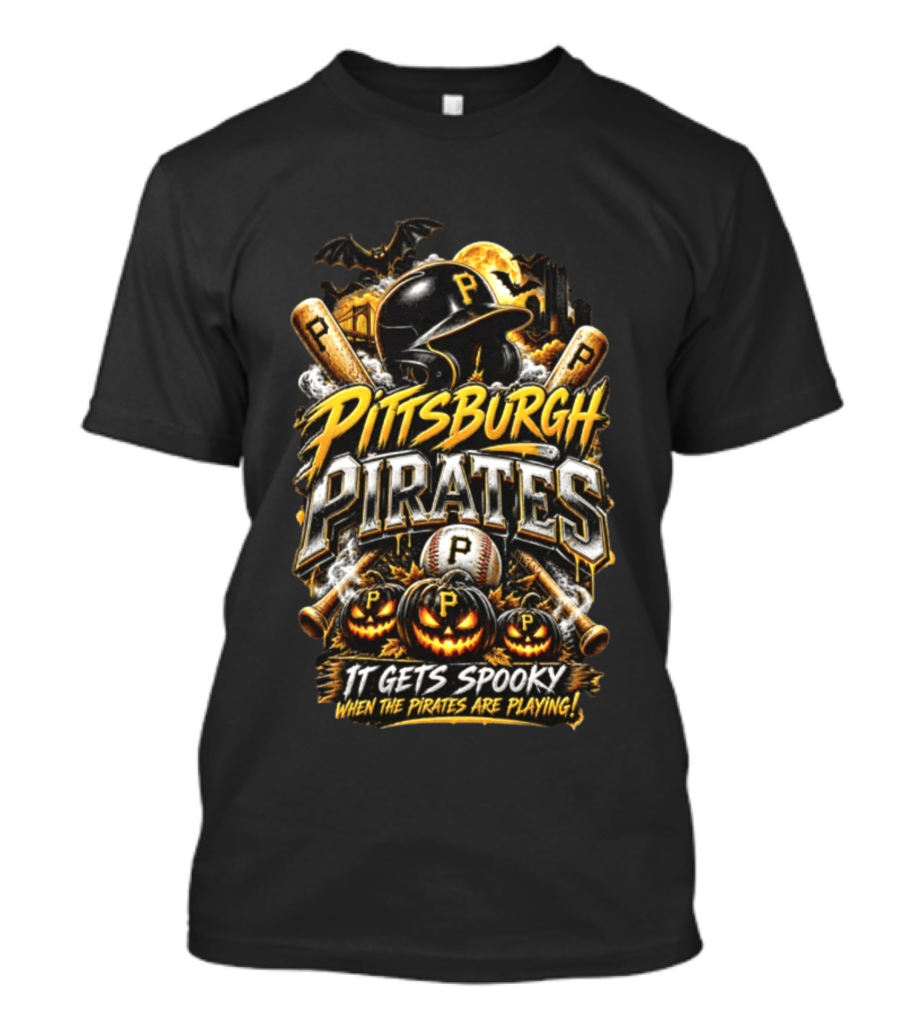 Pittsburgh Pirates It Gets Spooky When The Pirates Are Playing Halloween Baseball T-Shirt