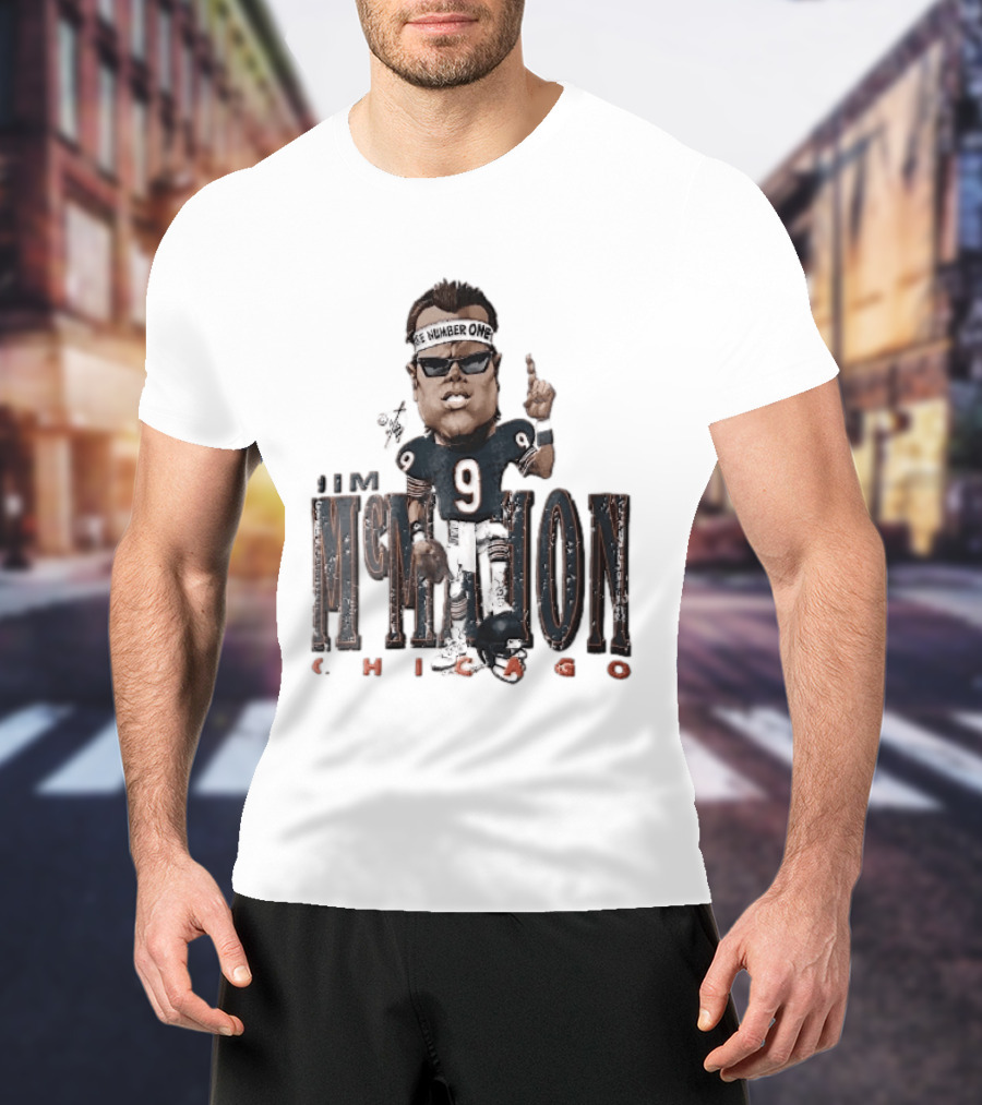 Chicago Bears Jim McMahon Were Number One Caricature Player Helmet T-Shirt
