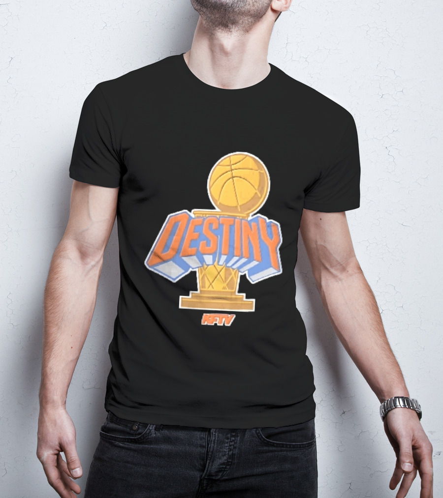 Destiny Gold Basketball Hoop Trophy Cartoon KFTV Orange Lettering T-Shirt