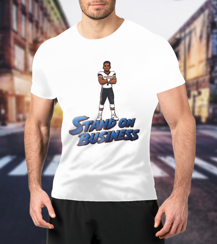 Houston Texans Stand On Business Football Player Number 7 Cartoon Caricature T-Shirt