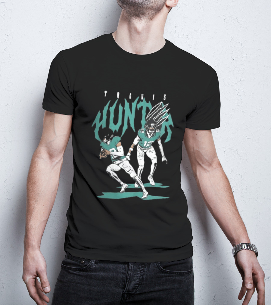 Travis Hunter Football Players Claw Marks Action Poses T-Shirt