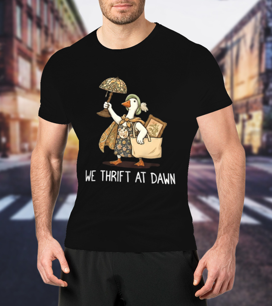We Thrift At Dawn Vintage Goose With Lamp And Bag T-Shirt