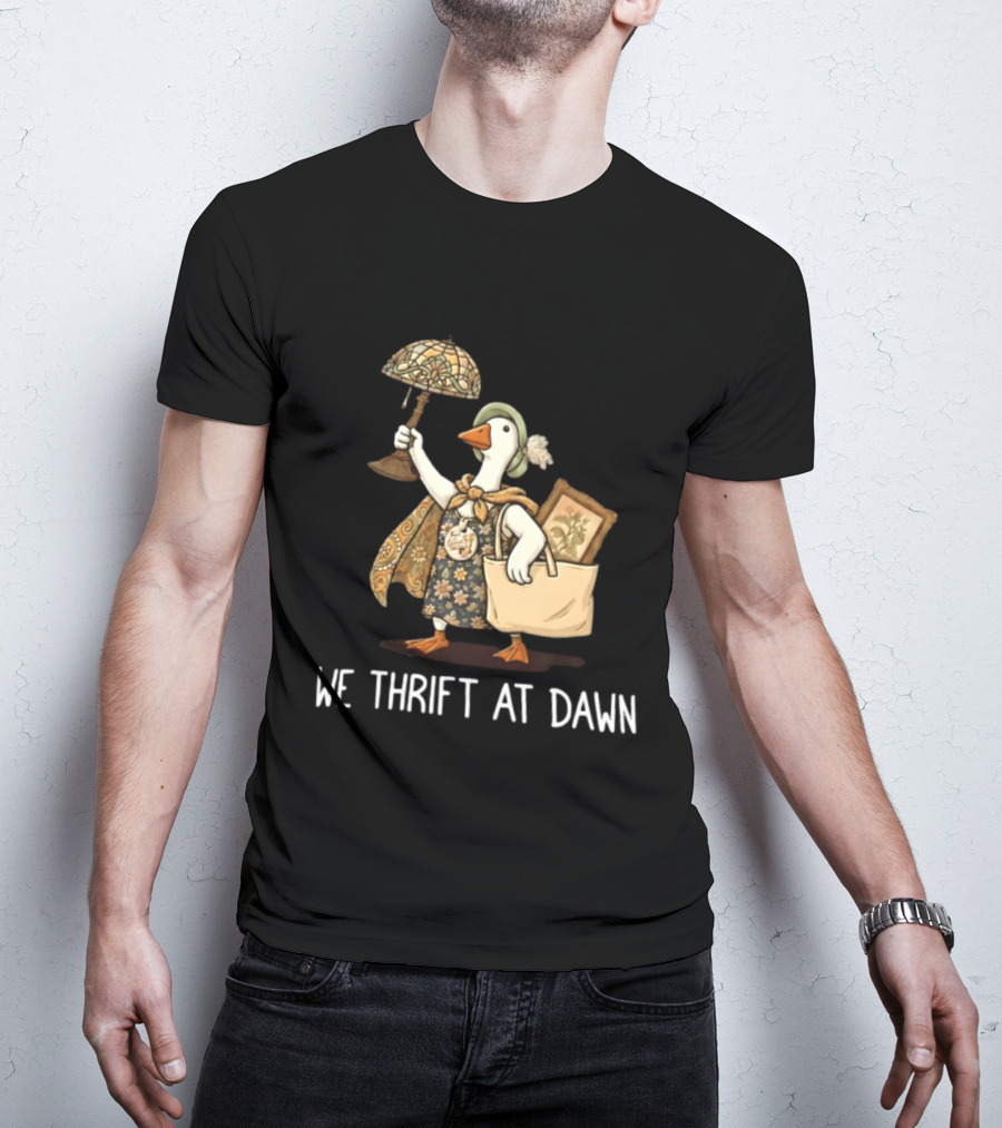We Thrift At Dawn Vintage Goose With Lamp And Bag T-Shirt