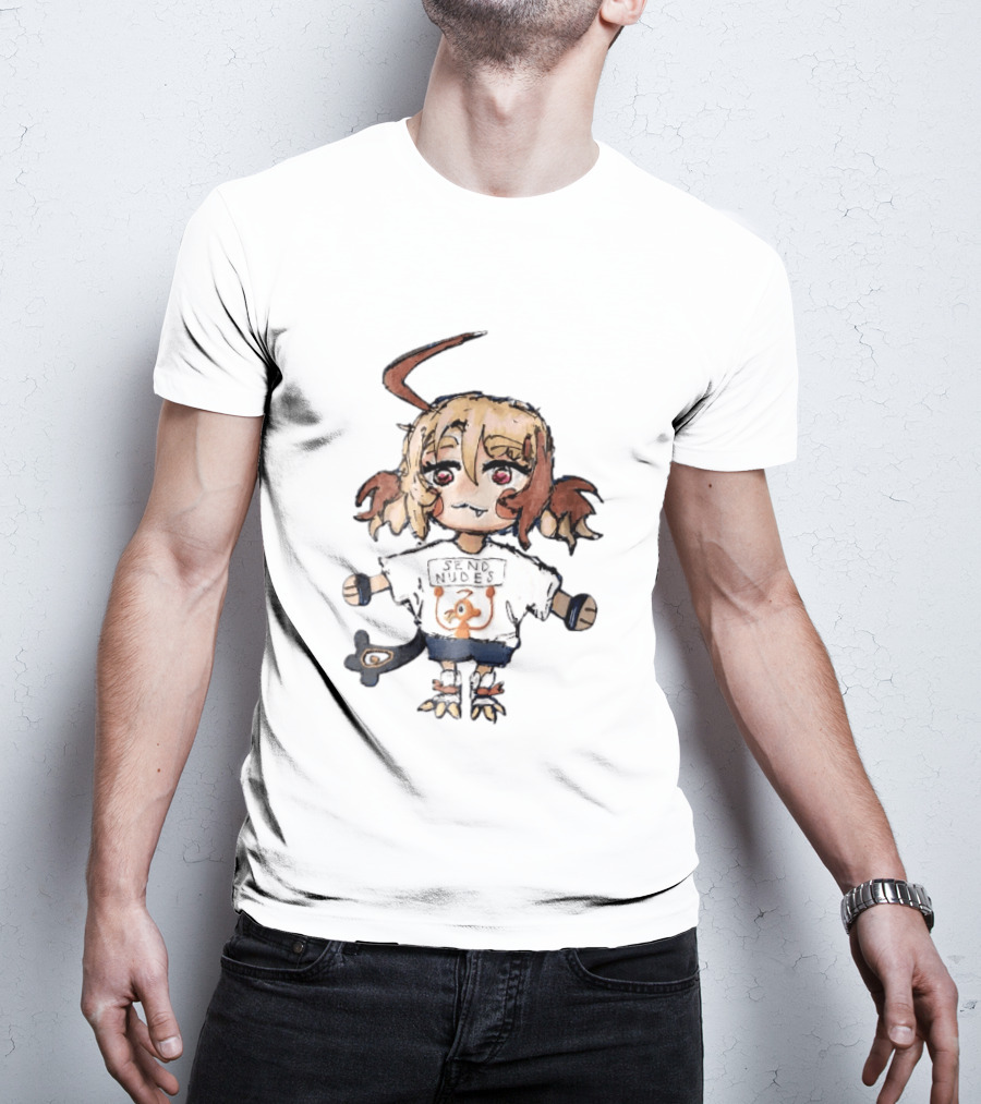 Send Nudes Chibi Anime Orange Creature Sketch T-Shirt