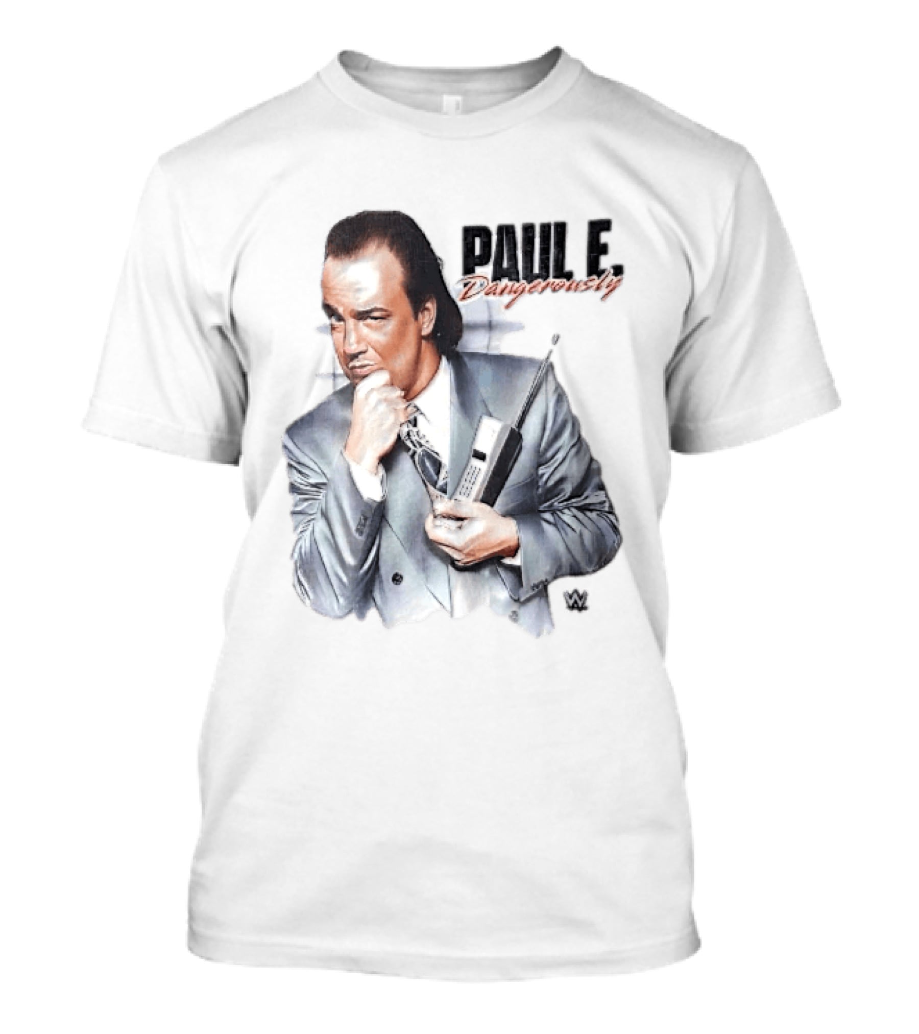 PAUL E Dangerously Manager Holding Brick Cell Phone WWE T-Shirt