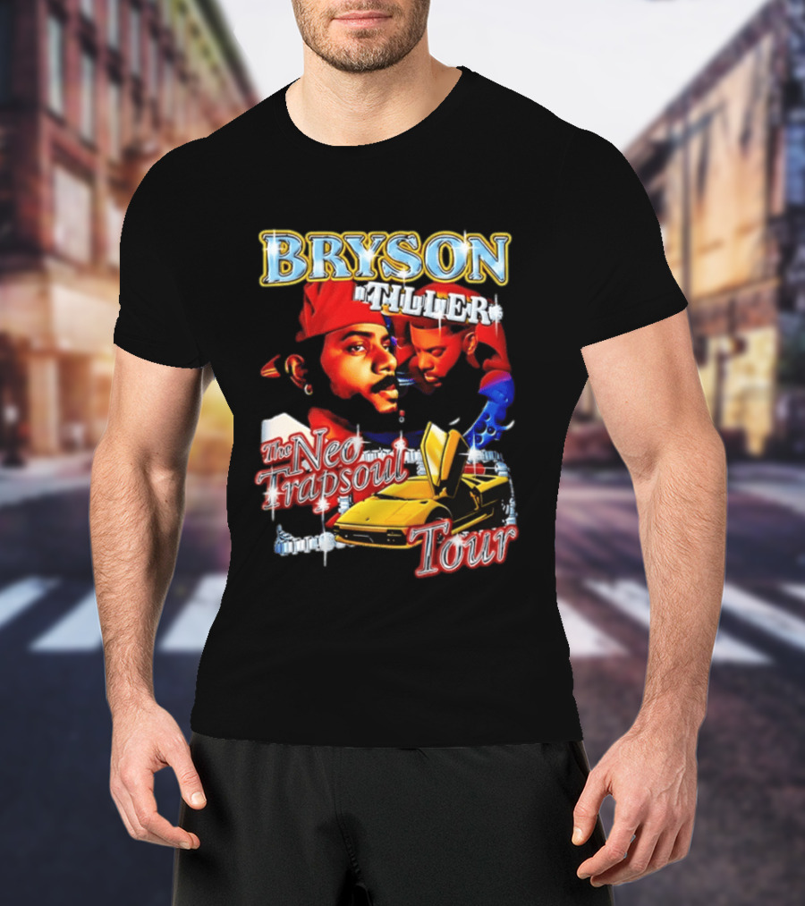 Bryson Tiller The Neo Trapsoul Tour 3D Graffiti Style Art With Yellow Car T-Shirt