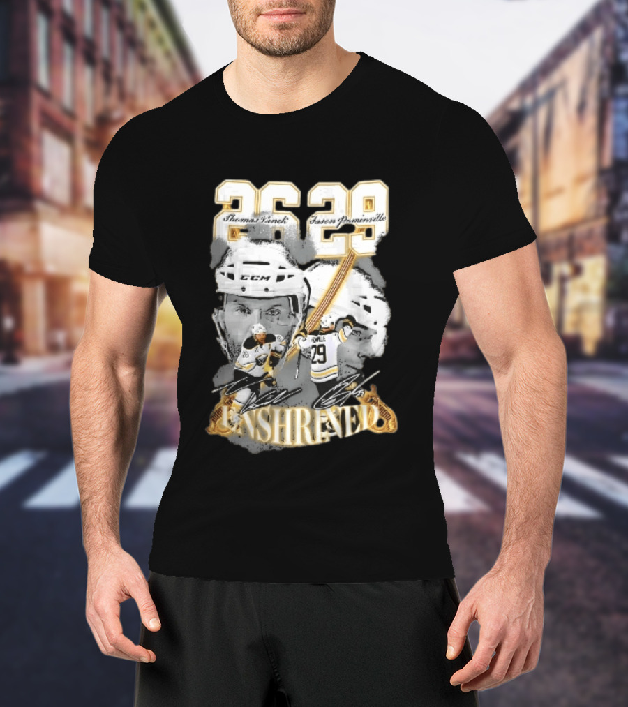 Thomas Vanek Jason Pominville 2026 Player Photos 26 29 Enshrined Buffalo Sabres Crossed Swords T-Shirt