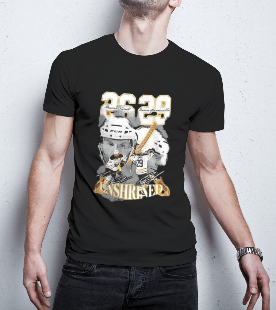 Thomas Vanek Jason Pominville 2026 Player Photos 26 29 Enshrined Buffalo Sabres Crossed Swords T-Shirt