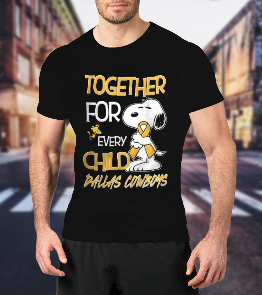 Dallas Cowboys Snoopy Woodstock Gold Ribbon Together For Every Child T-Shirt