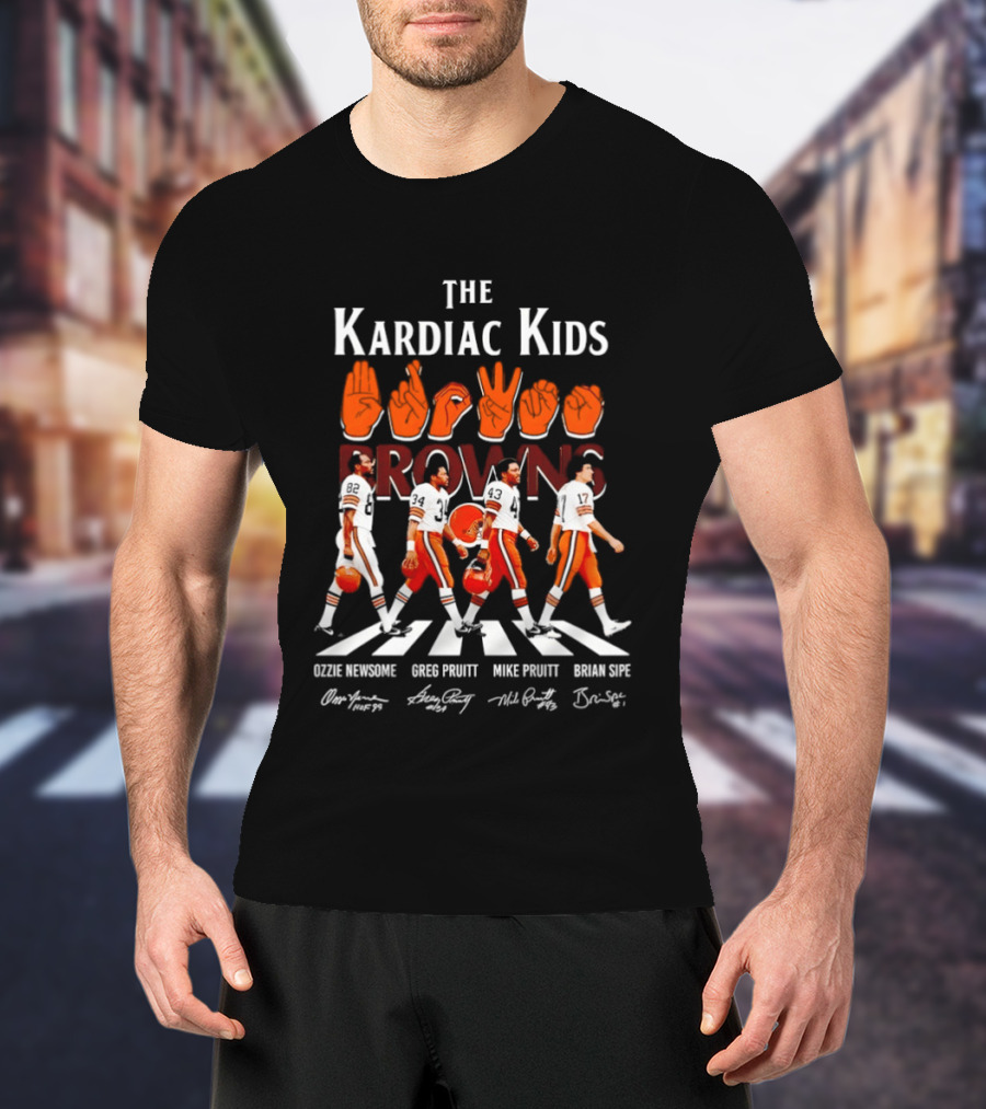 The Kardiac Kids Browns Ozzie Newsome Greg Pruitt Mike Pruitt Brian Sipe Abbey Road T-Shirt