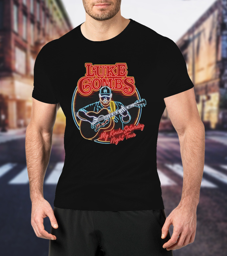 Luke Combs My Kinda Saturday Night Tour 2026 Guitarist Neon T-Shirt