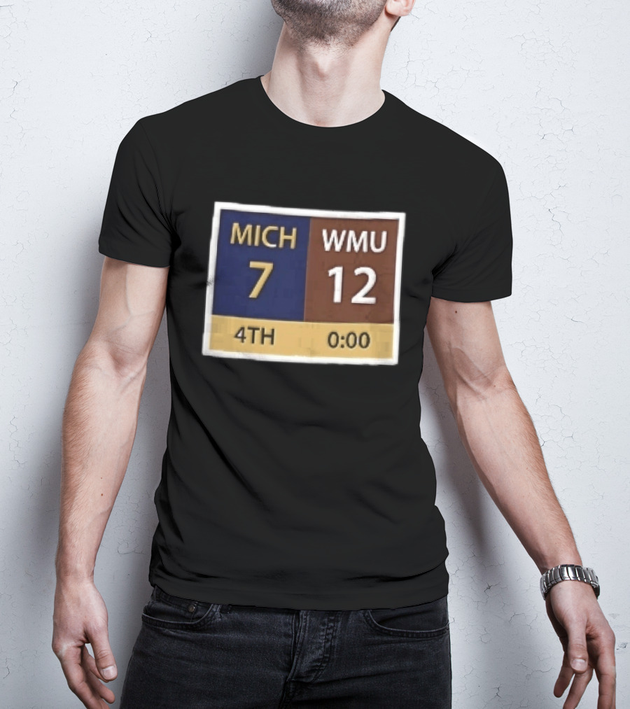 Mich 7 Wmu 12 4th 0 00 Football Game Scoreboard T-Shirt